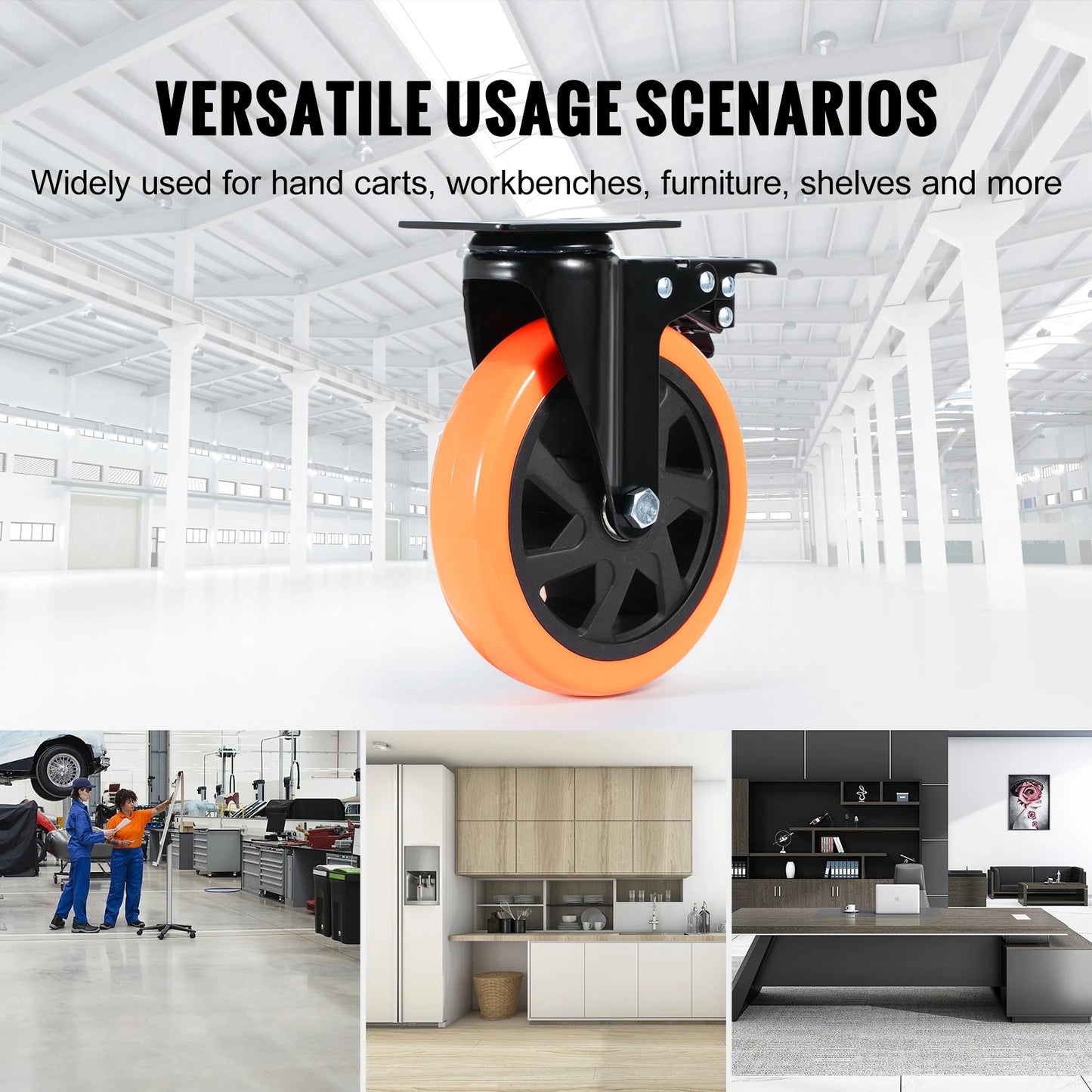 SucceBuy PVC Furniture Caster Wheels Set Of Four Swivel Casters