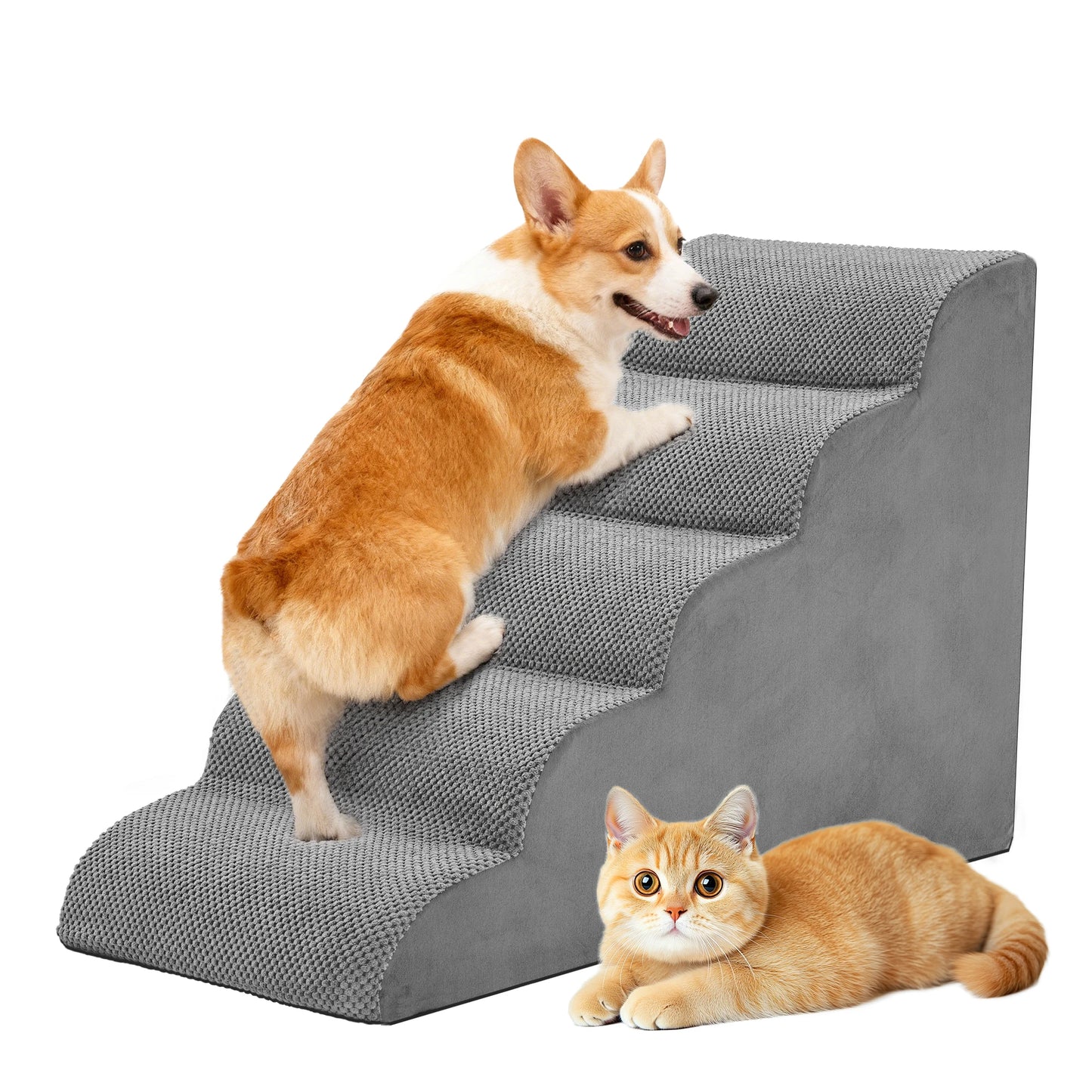 Curved High Density Foam Dog Stairs For Small Dogs Indoor Non Slip