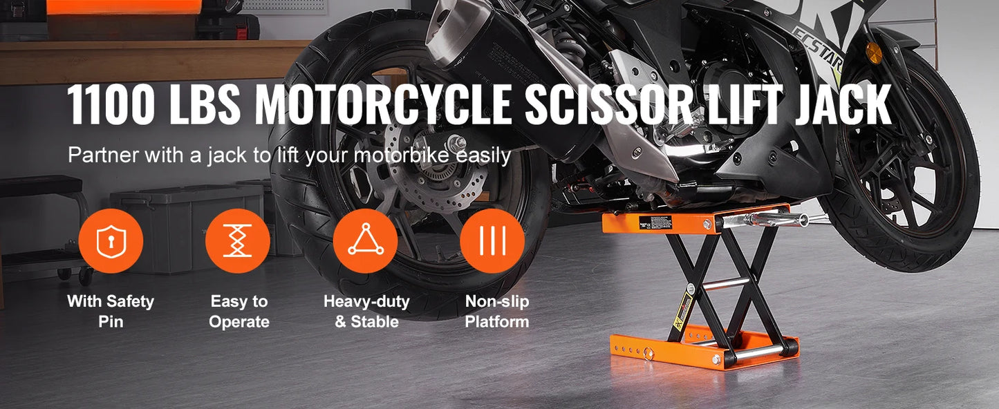 SucceBuy 1100 Lbs Motorcycle Lift Scissor Jack With Wide Deck