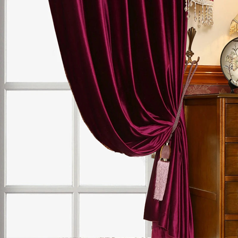 2Pcs Thickened Flannelette Luxury Blackout Curtain For Living Room And Bedroom