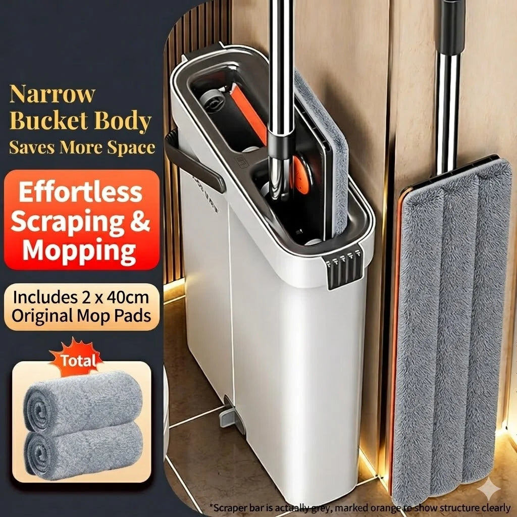 Joybos Slim Mop Bucket Set With Self Wringing Flat Mop