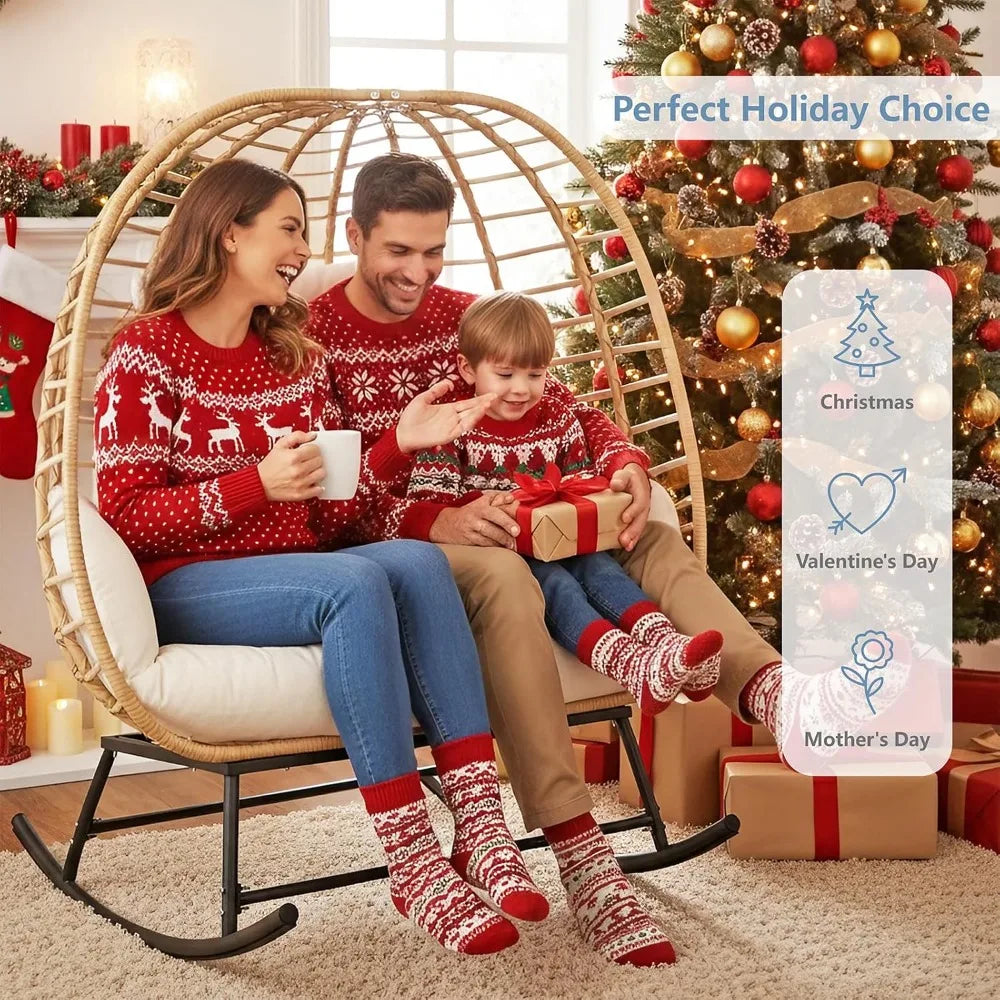 Double Egg Swing Chair Outdoor Indoor 2 Person Wicker Loveseat