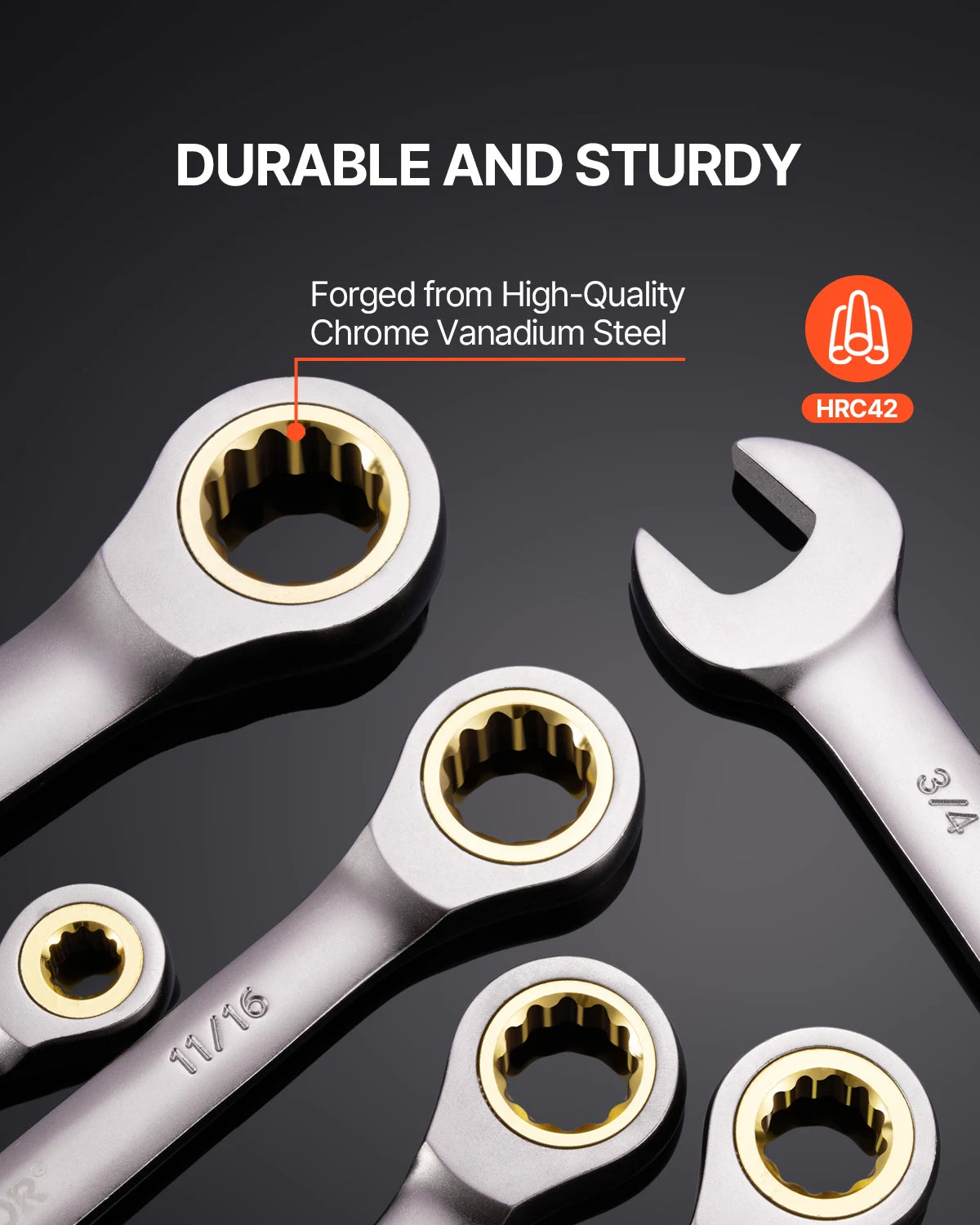 SucceBuy 24/30-Piece Ratcheting Wrench Set With Organizer Cr-V SAE Metric