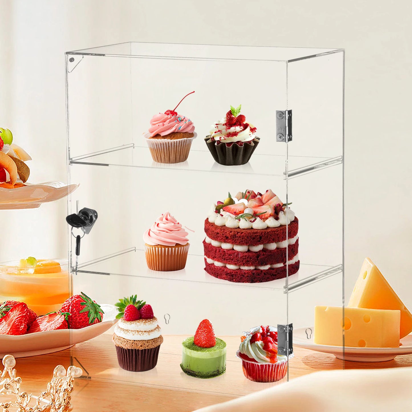 Acrylic Display Case for Collectibles Three-Tier Safe Showcase with Lock