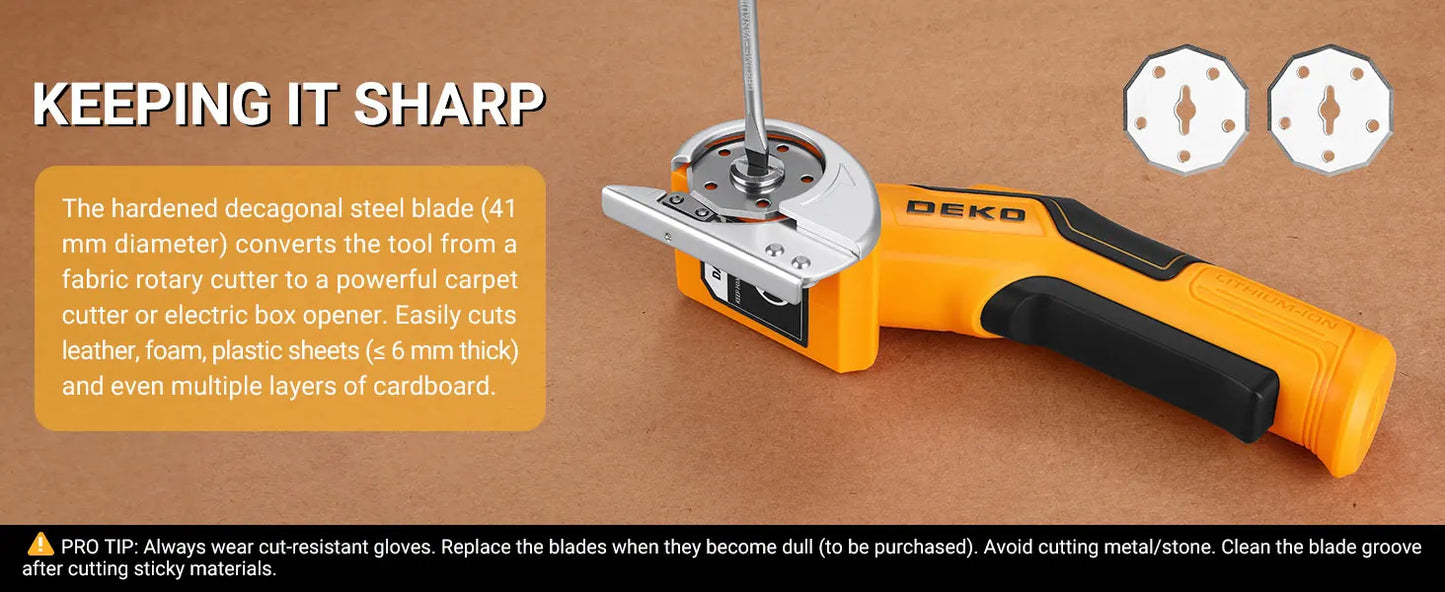 DEKOPRO Electric Sewing Scissors 3.7V Multifunctional Cardboard Cutter