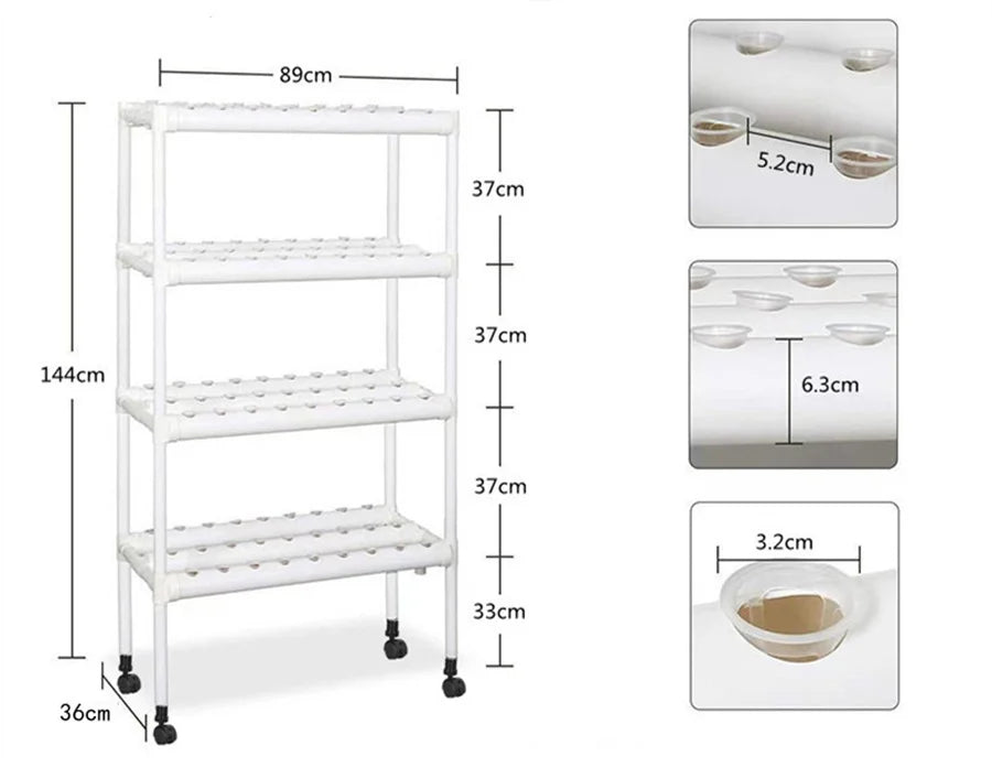 4 Tier Hydroponic Grow Kit With 108 Plant Sites