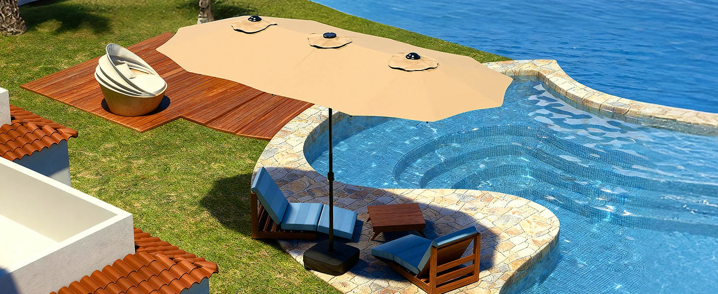 Patio Umbrella With Base Double-Sided Outdoor Shelter