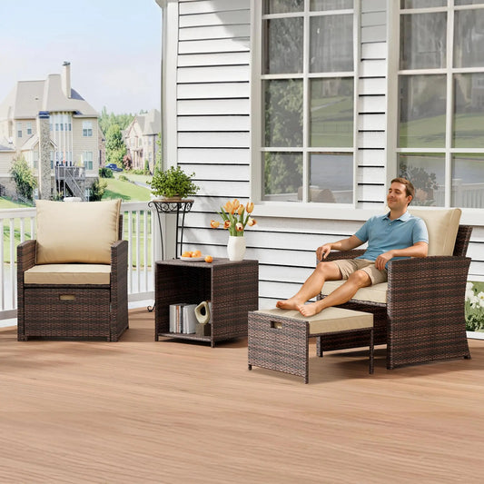 HiMISS 5-Piece All-Weather PE Rattan Patio Set With Cushions