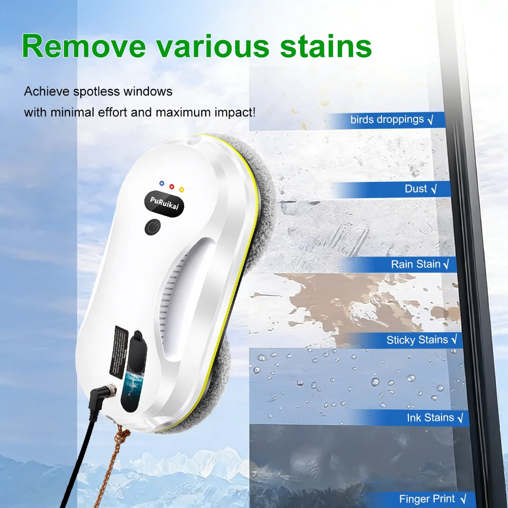 PuRuikai Window Cleaning Robot With Water Spraying and Edge Detection