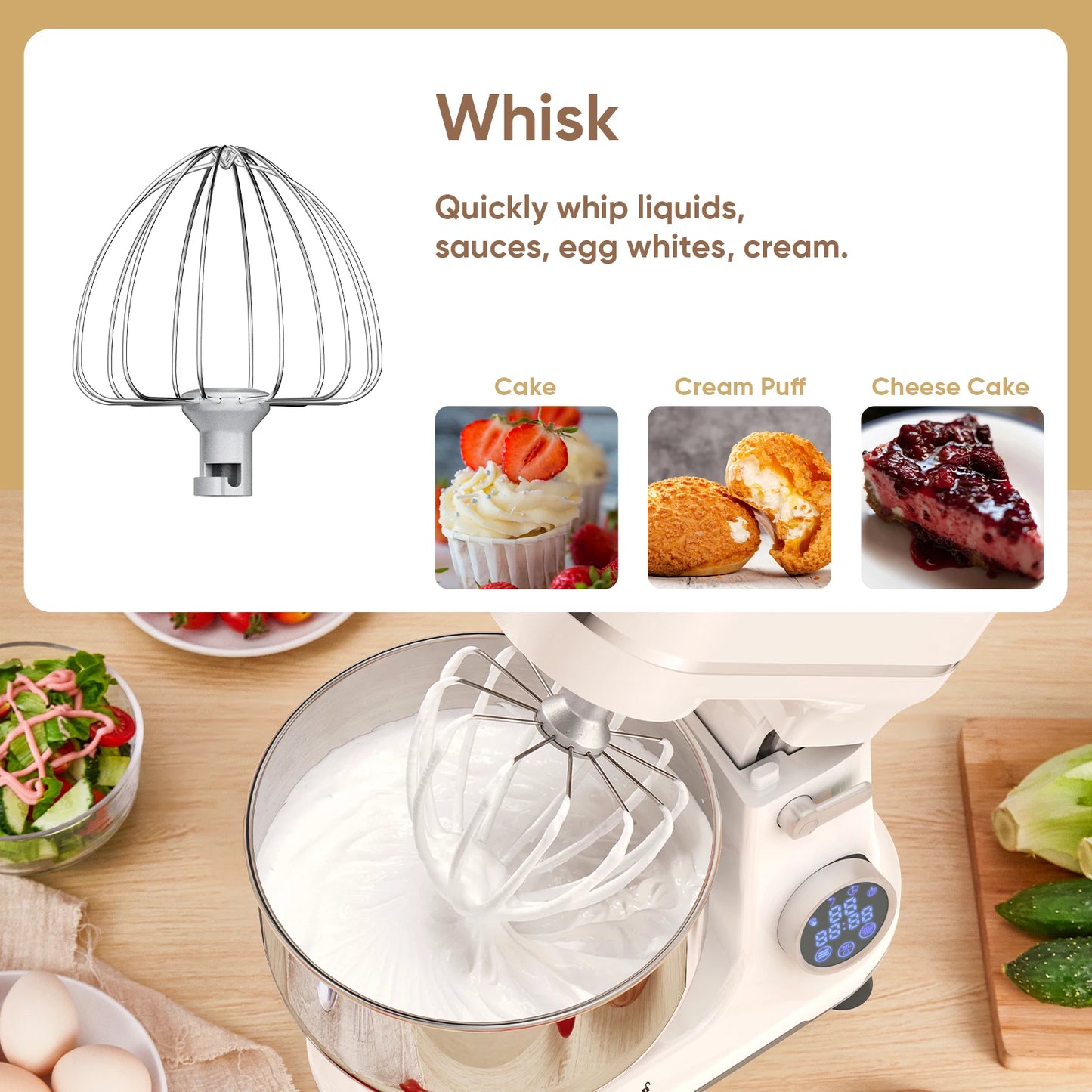 Biolomix 1200W Stand Mixer With 11 Speeds And OLED Screen