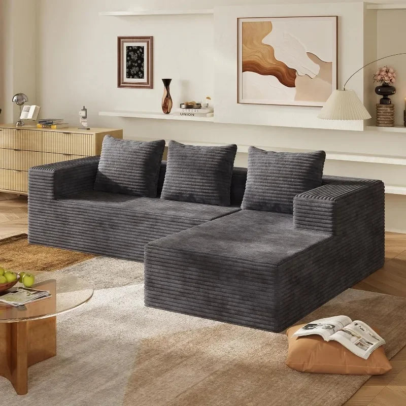 WLIVE U Shaped Sectional Sofa With Storage Chaise And Pillows