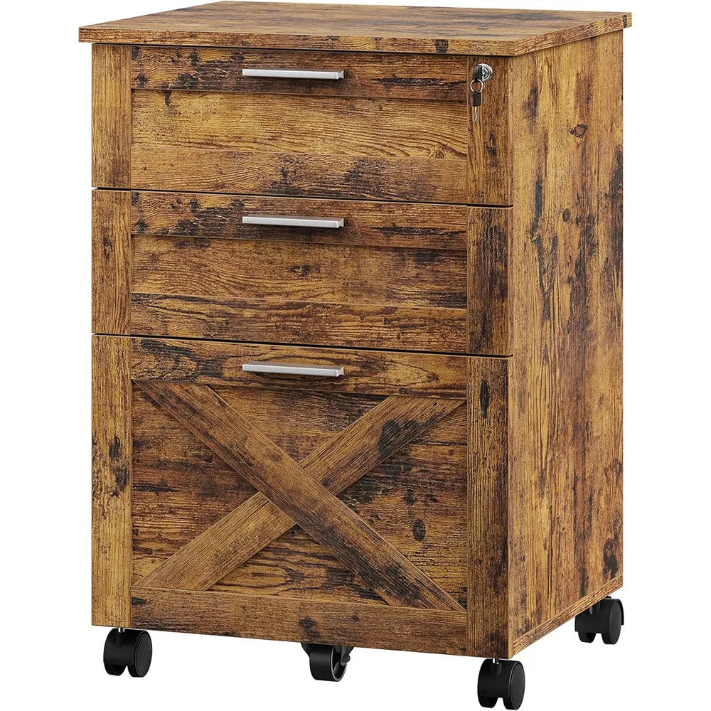 HiMISS 3-Drawer Rolling File Cabinet With Lock For Office