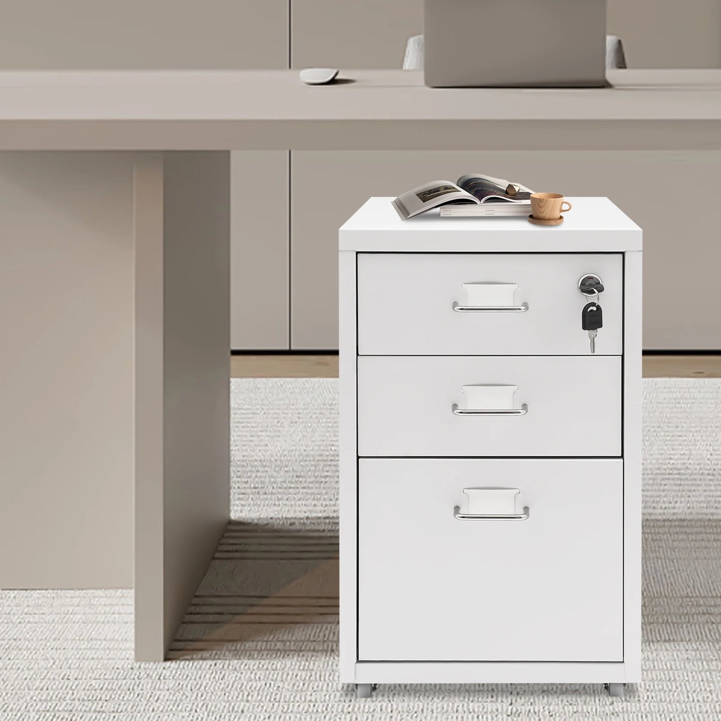 Metal Vertical File Cabinet With Lock For Office Or Study