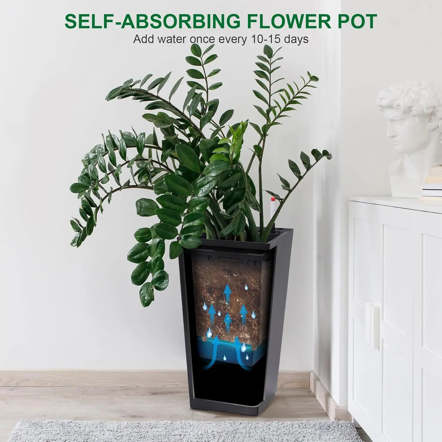 HobbyLane Indoor Outdoor Taper Planter With Shelf Insert