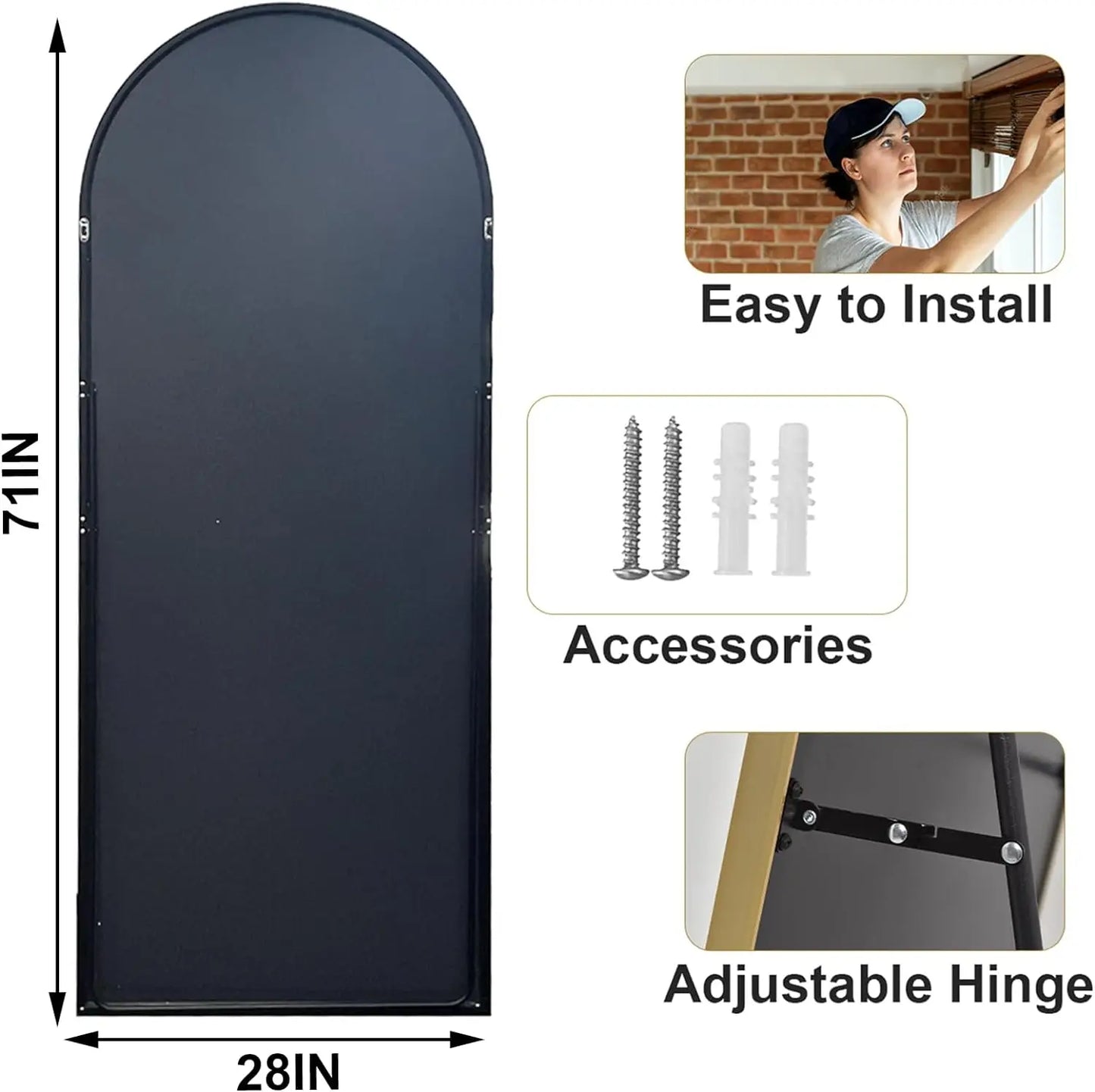 HARRITPURE Aluminum Frame Floor Mirror Modern Minimalist Living Room