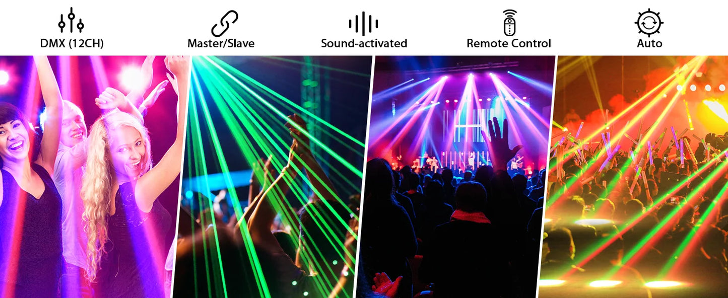 U'King Mini Moving Head Light 4in1 RGBW DMX Strobe Effect