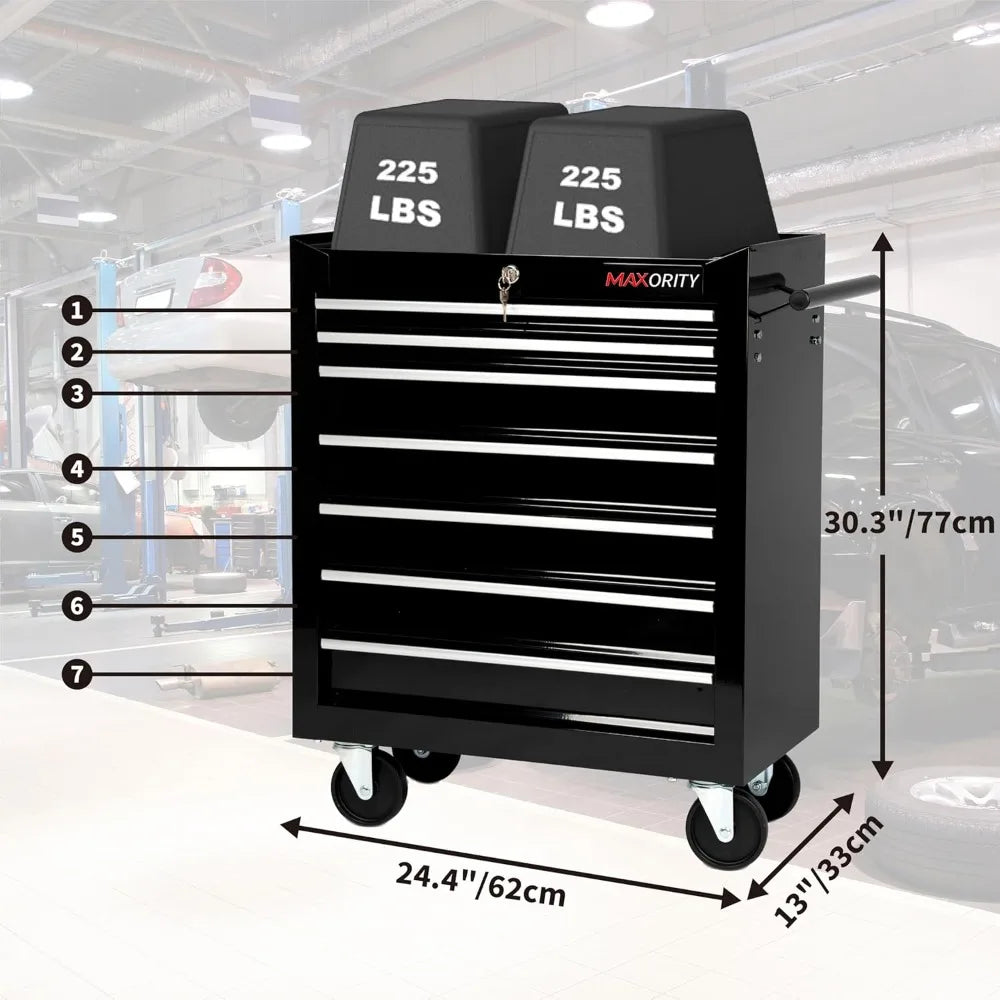 Heavy-Duty 7-Drawer Rolling Tool Chest Cabinet With Lock Mobile Cart