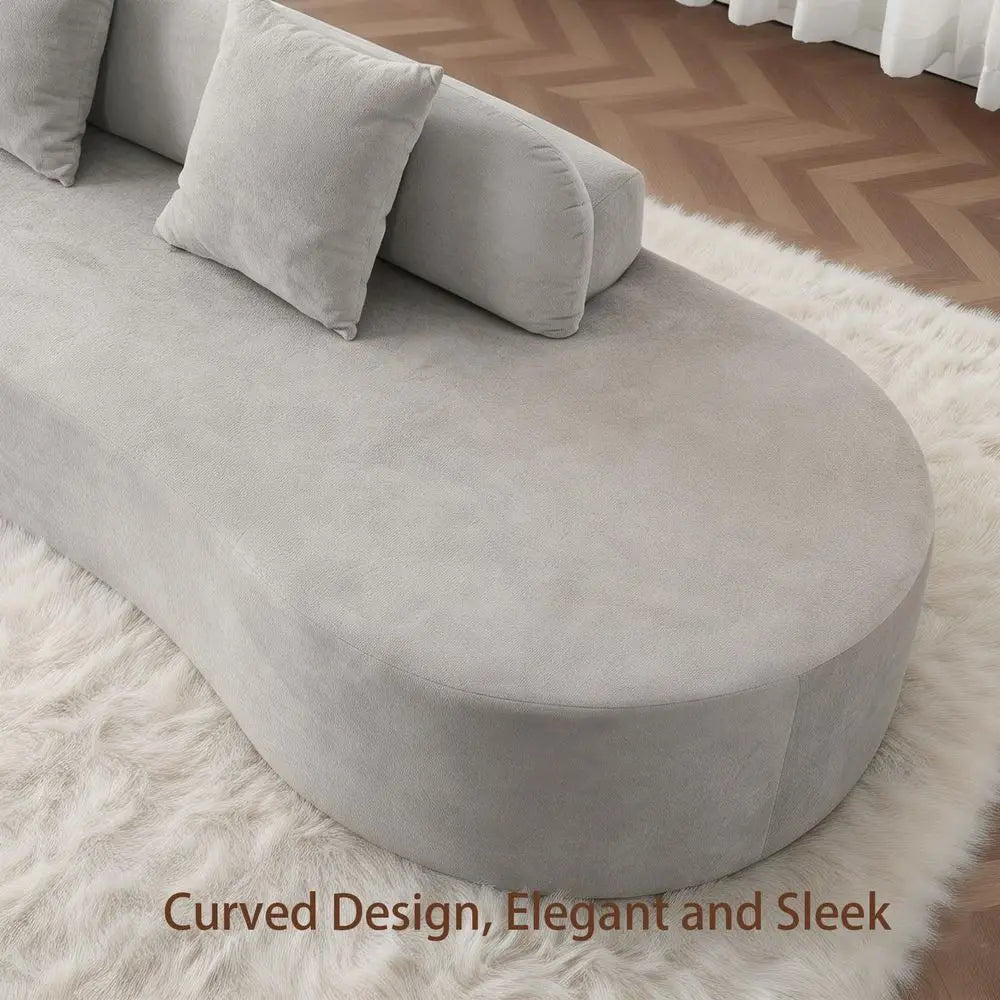QWC Modern Curved Cloud Couch Sectional With 3 Pillows