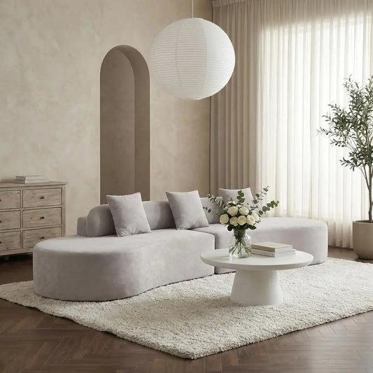 QWC Modern Curved Cloud Couch Sectional With 3 Pillows