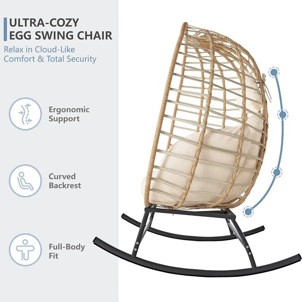 Double Egg Swing Chair Outdoor Indoor 2 Person Wicker Loveseat