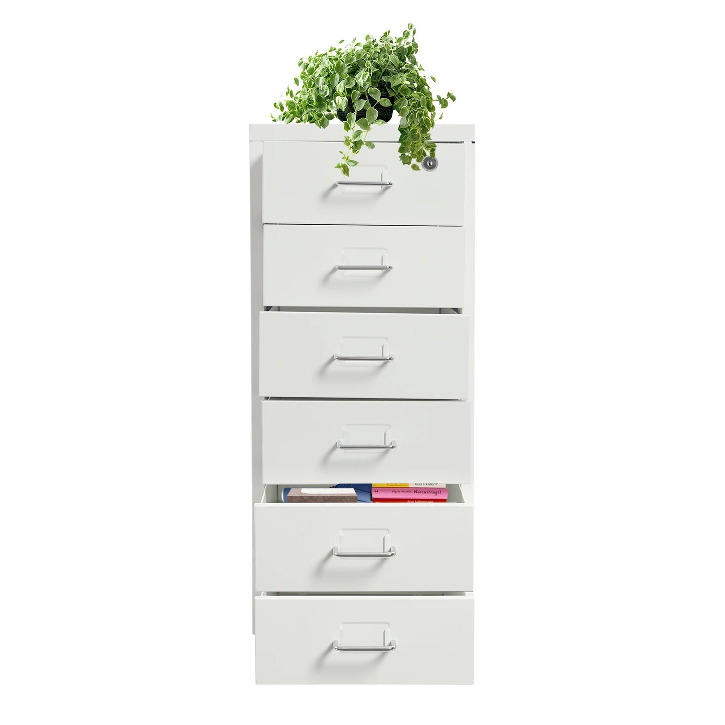 6 Drawer File Cabinet With Lock Metal Rolling Organizer For Office