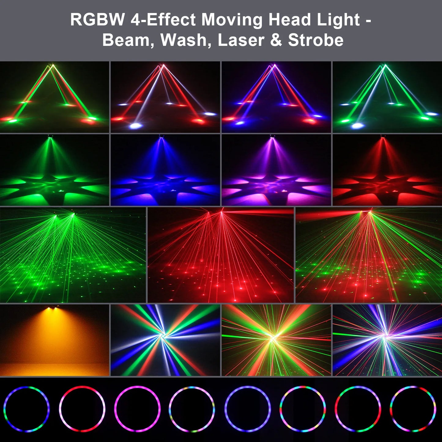Rudderstar 120W RGBW Moving Head Light With Beam Effects