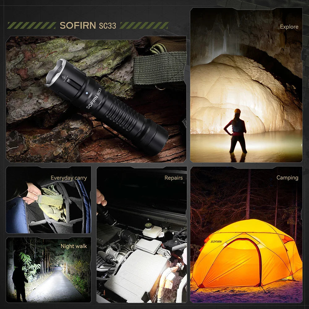 Sofirn SC33 XHP70.3 HI LED Flashlight 5200lm USB C Rechargeable