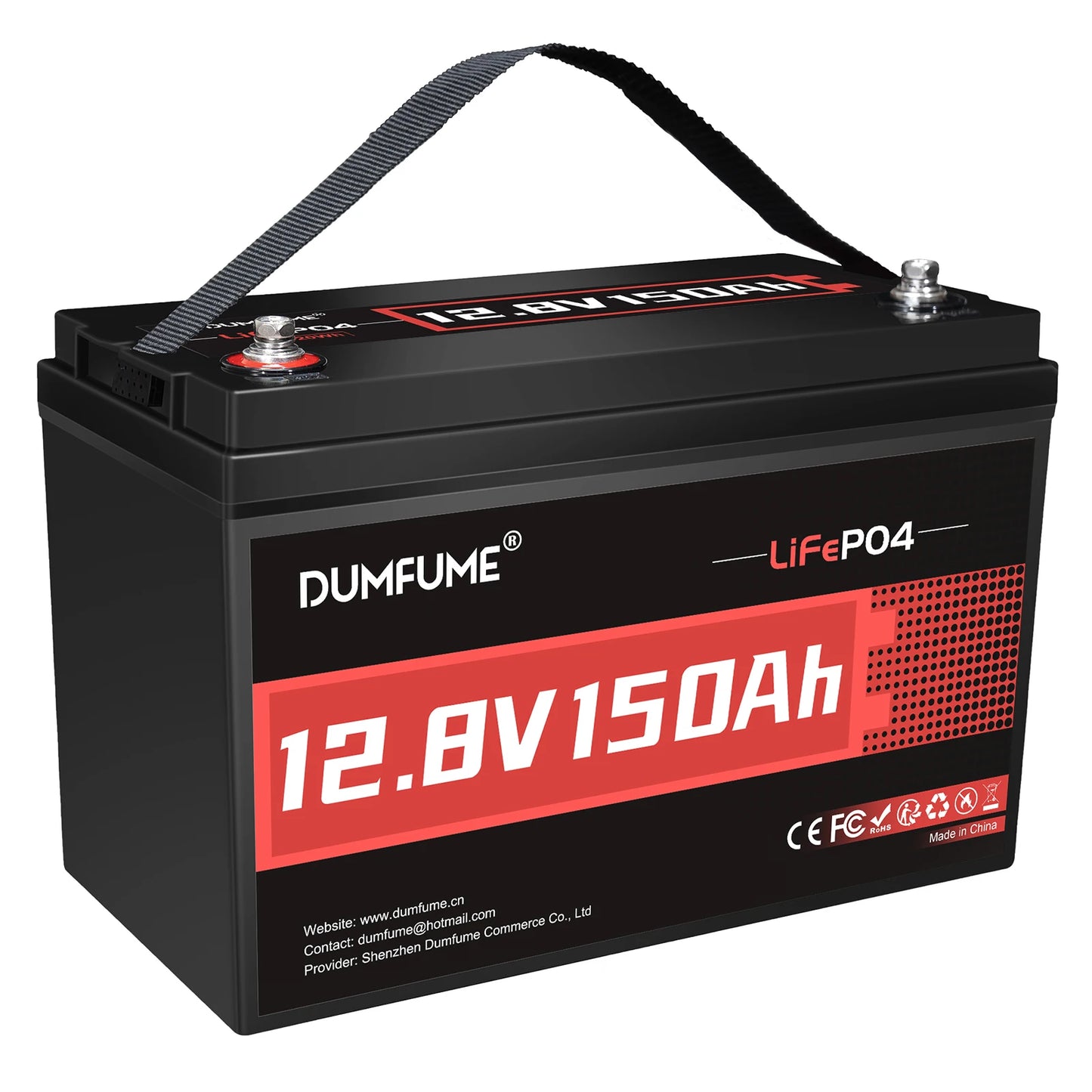 Dumfume 12V 100Ah LiFePO4 Battery With 100A BMS System