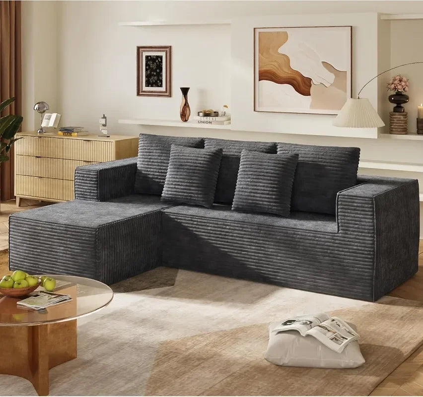 WLIVE U Shaped Sectional Sofa With Storage Chaise And Pillows
