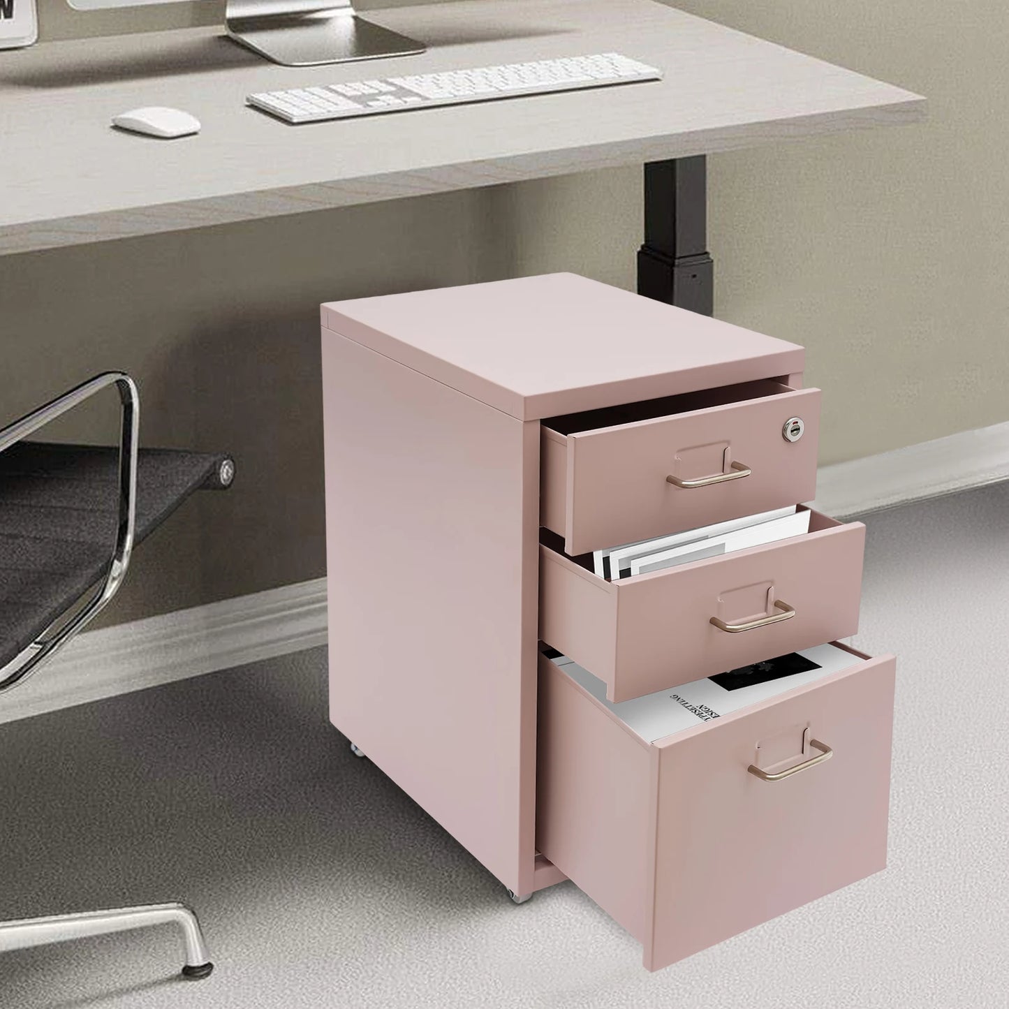 Metal Vertical File Cabinet With Lock For Office Or Study