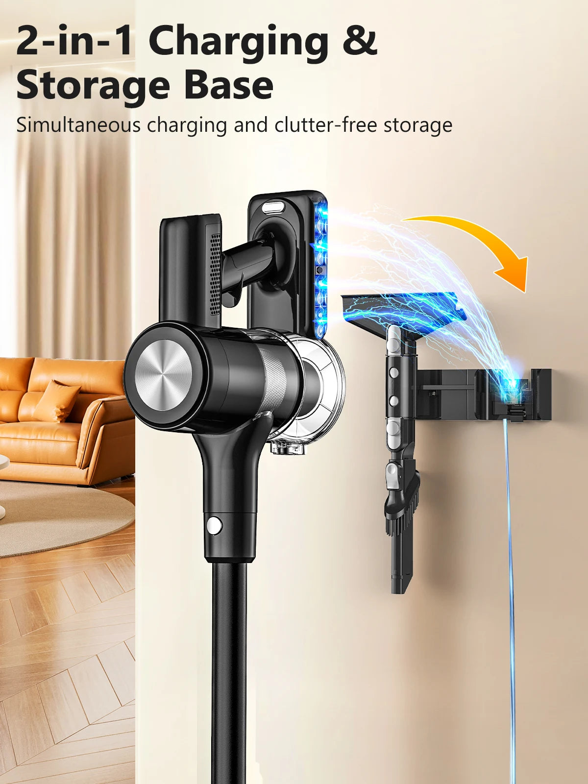 SUXIANGVAC Cordless Vacuum Cleaner 55 KPa 55 Minute Runtime Self Standing