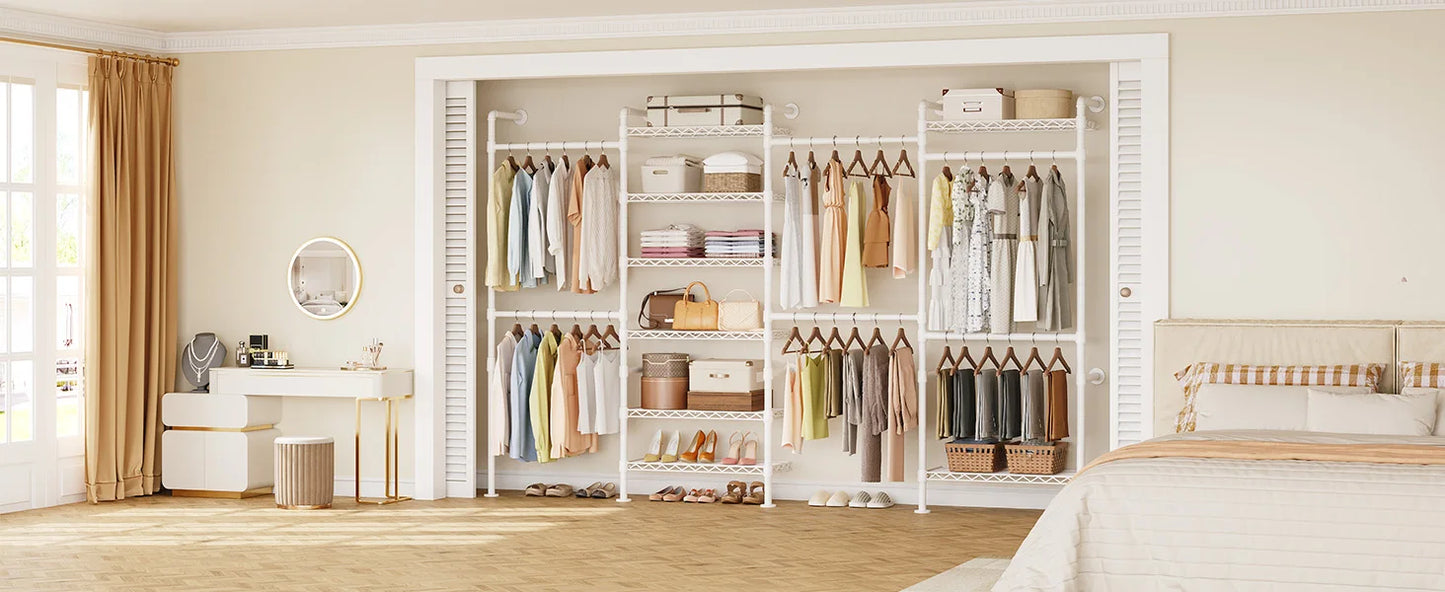 L4 Wall Mounted Industrial Pipe Clothes Rack Closet Organizer