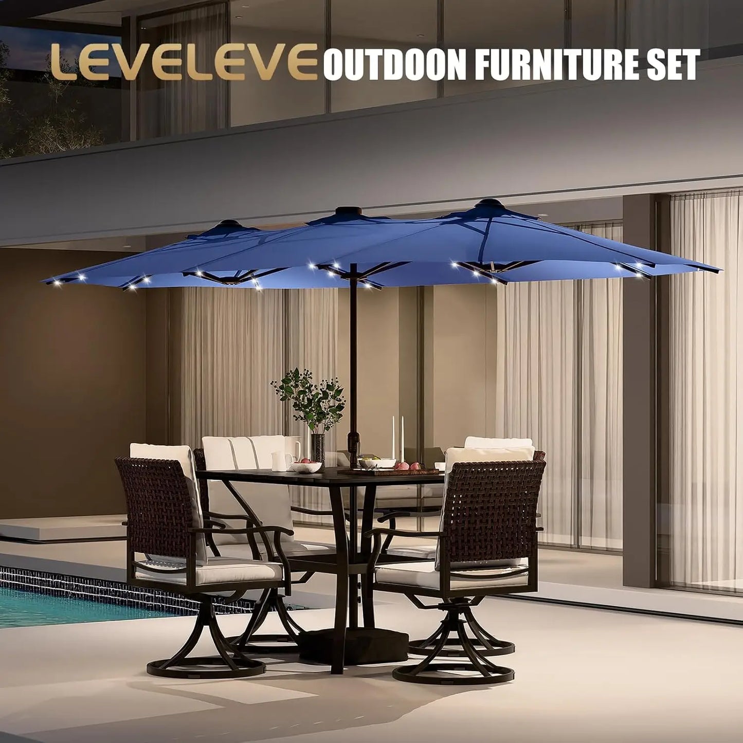 Patio Umbrella With Base Double-Sided Outdoor Shelter