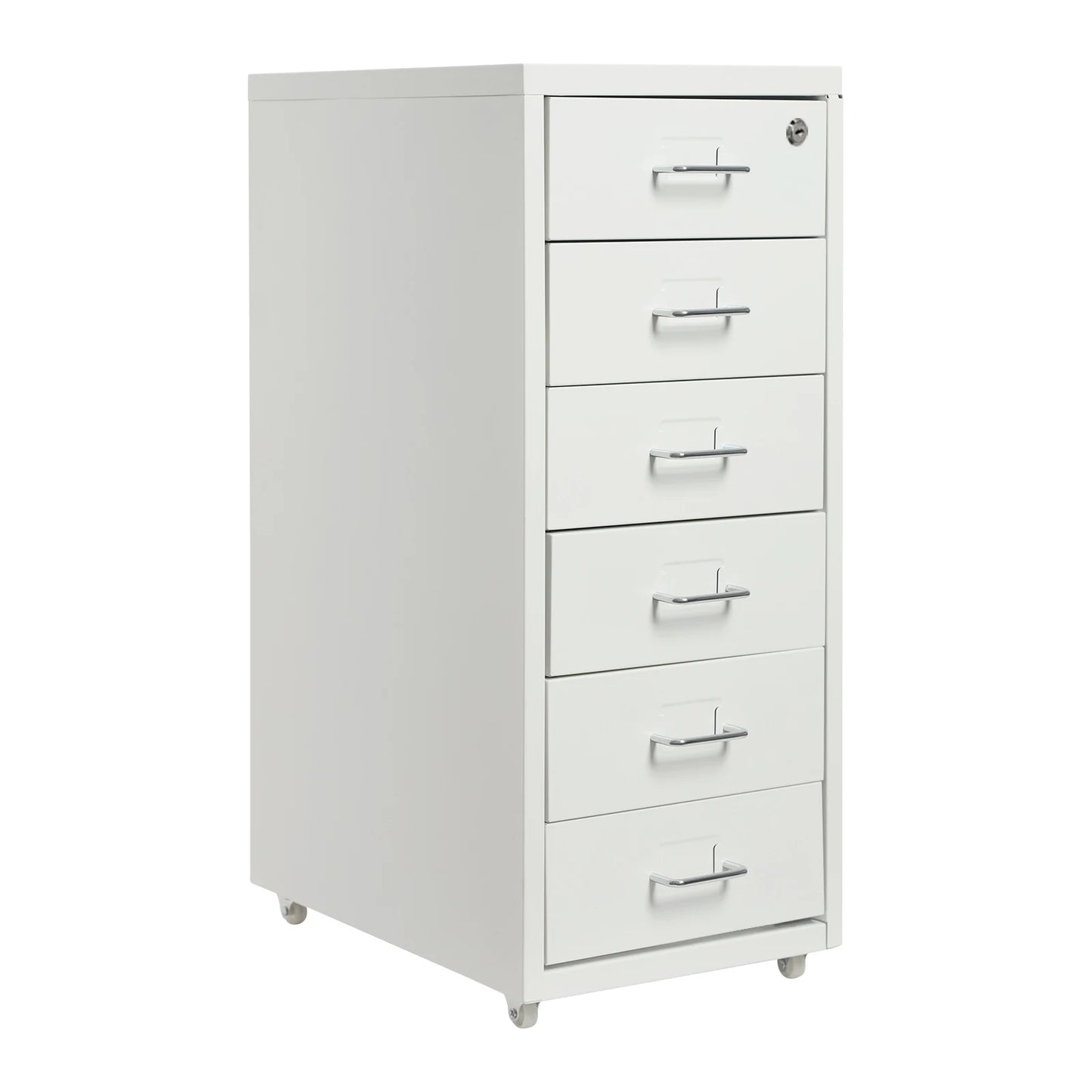6 Drawer File Cabinet With Lock Metal Rolling Organizer For Office