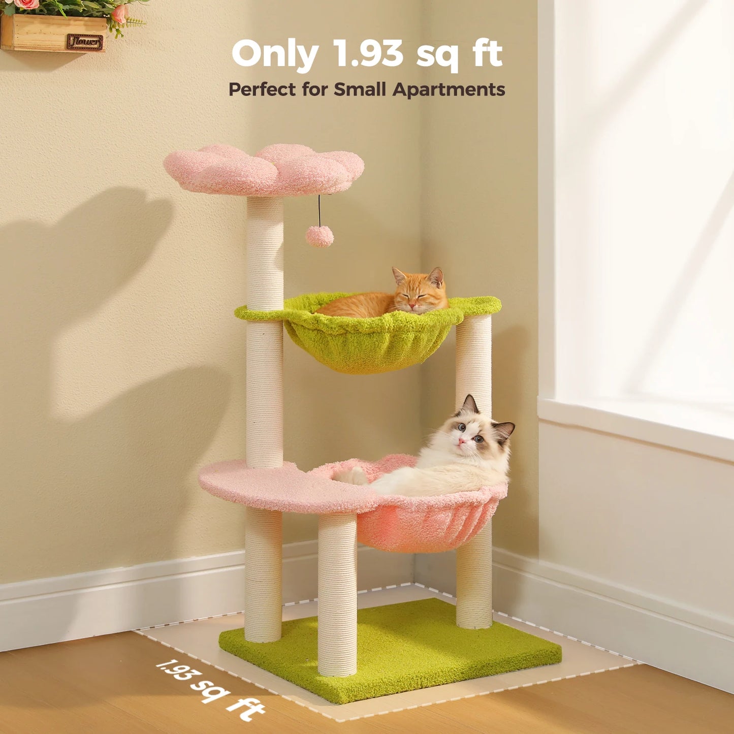 PAWZ Road Flower Cat Tree With Hammocks For Indoor Cats