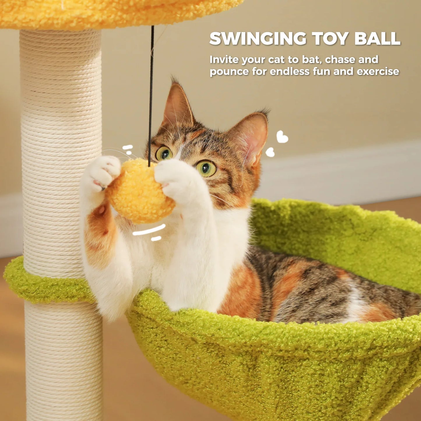 PAWZ Road Flower Cat Tree With Hammocks For Indoor Cats