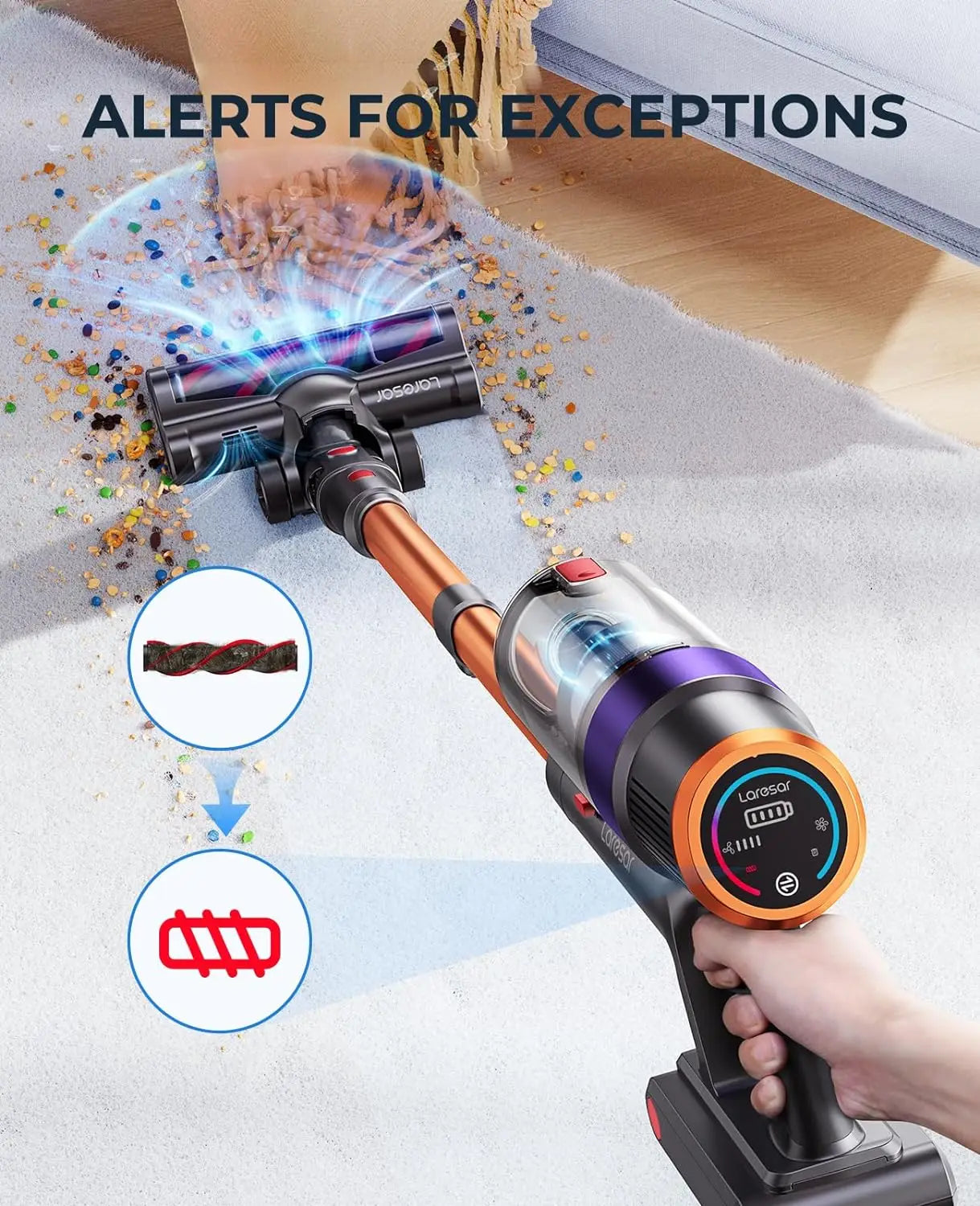 LARESAR Elite 8 Cordless Vacuum Cleaner Handheld, 450W, 55-Min Runtime