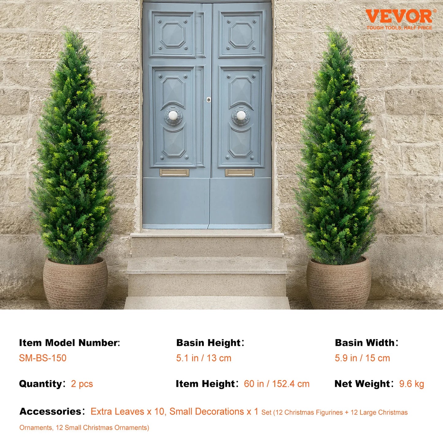 SucceBuy Artificial Cedar Topiary Tree For Outdoor Decor