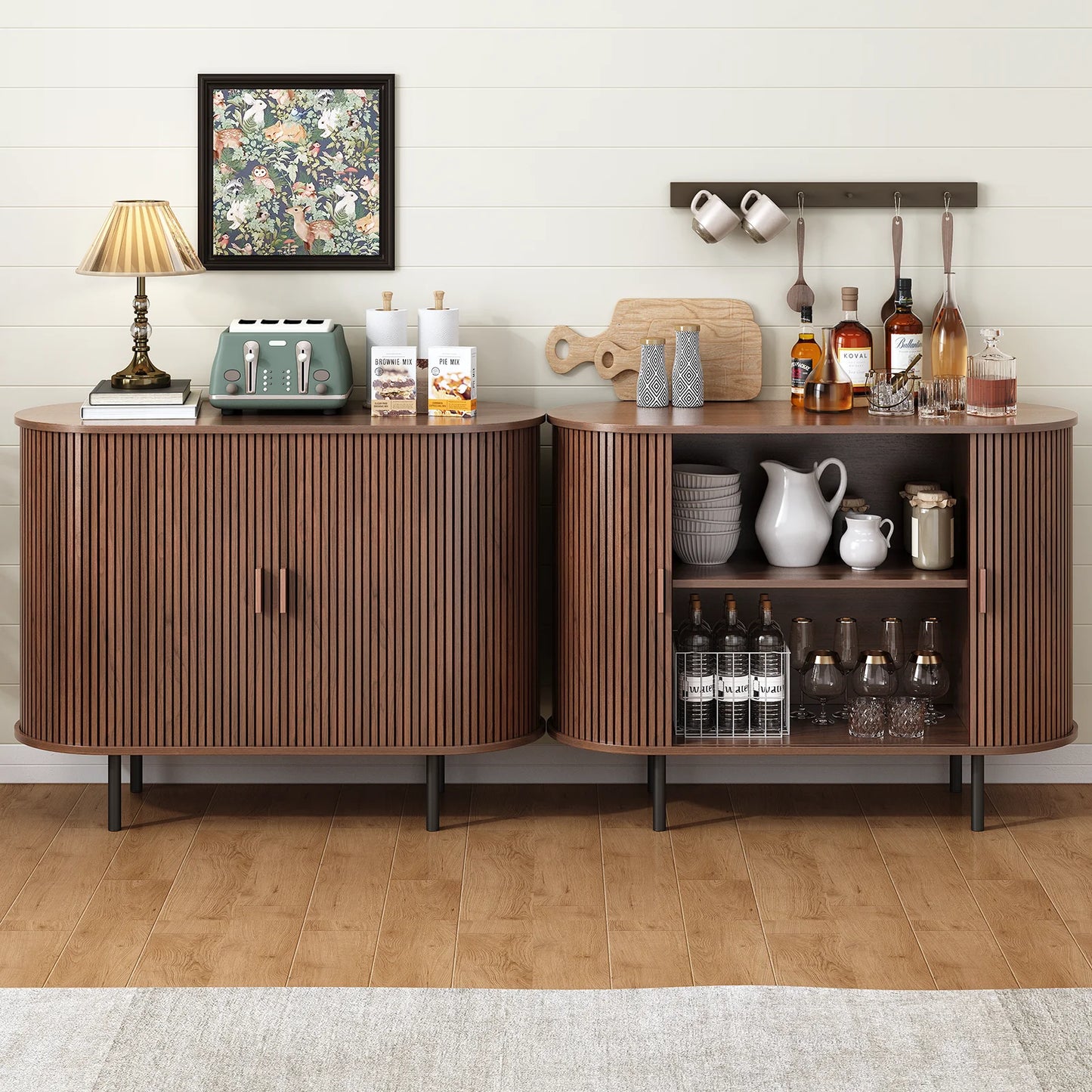 ONBRILL Modern Sideboard Buffet Cabinet With Sliding Doors And Shelves