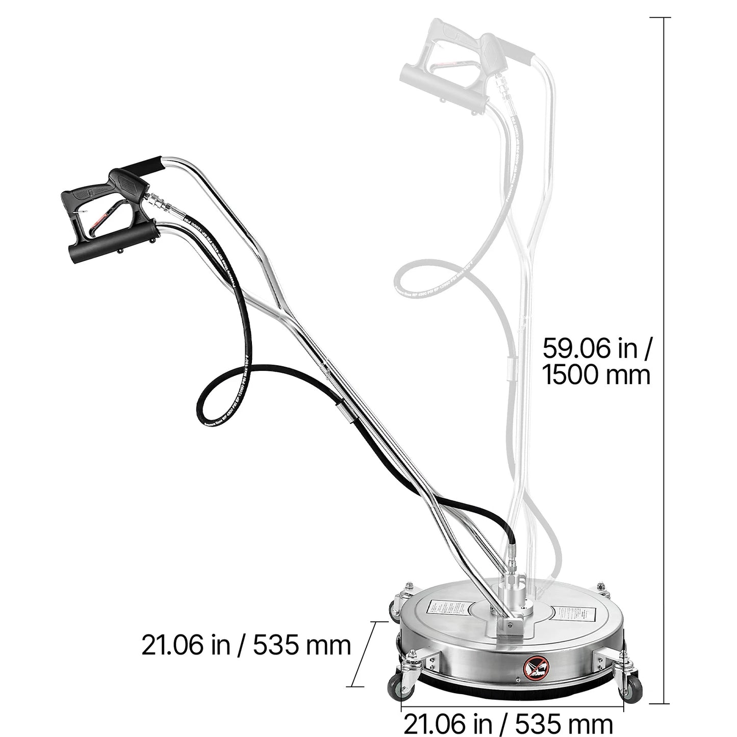 VEVOR Pressure Washer Surface Cleaner Stainless Steel With 4 Wheels