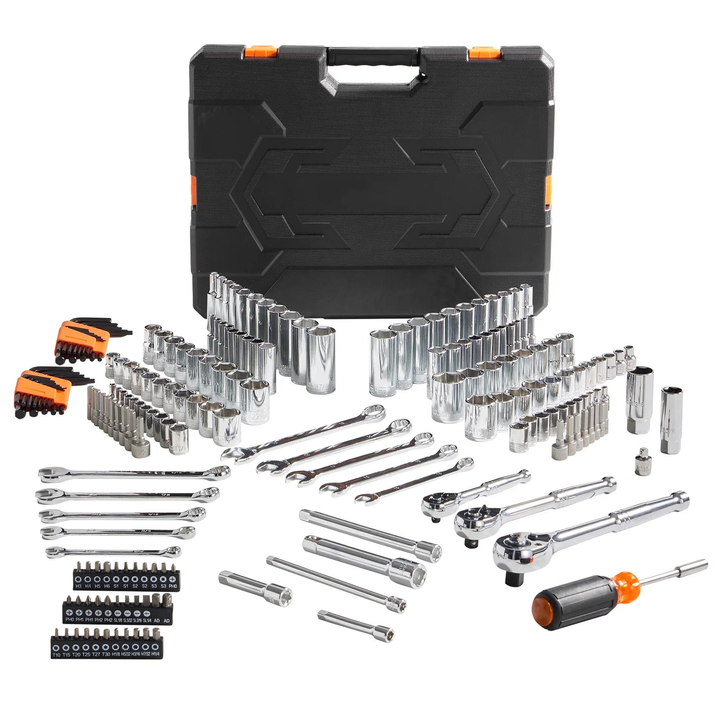 SucceBuy Mechanics Tool Set Deep And Standard Sockets 145 205 Pcs SAE Metric