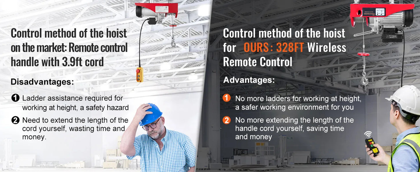 SucceBuy Electric Hoist Lifter With Wired Remote Control For Boat And Car Garage