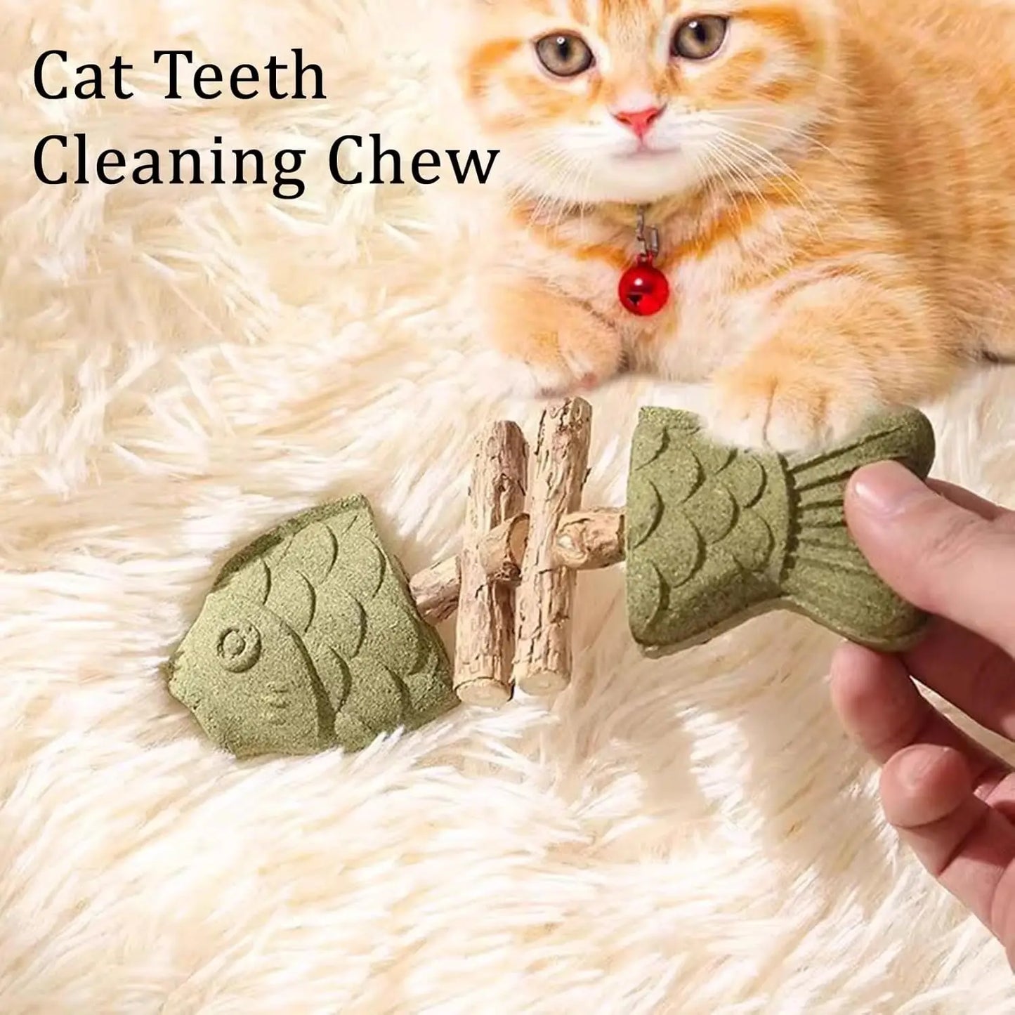 Durable Cat Chew Toy Fishbone Bite-Resistant Plastic