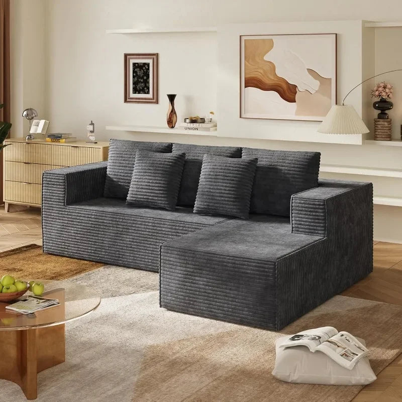 WLIVE U Shaped Sectional Sofa With Storage Chaise And Pillows