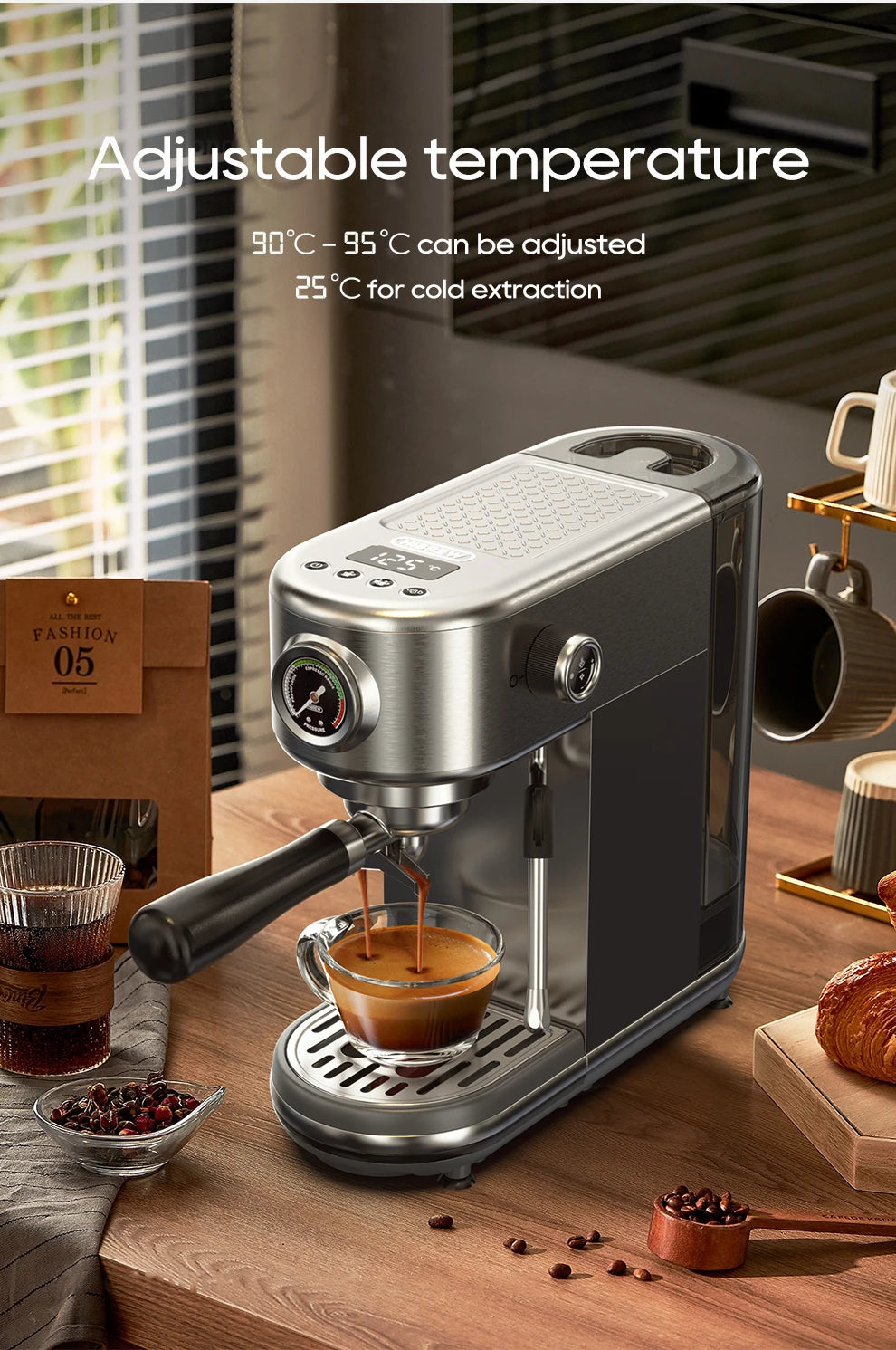 HiBREW 20Bar Semi Automatic Espresso Machine For Home Use