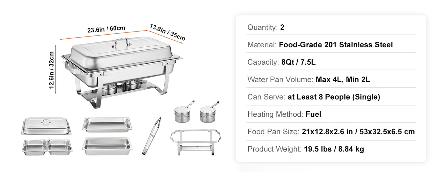 SucceBuy Rectangle Chafing Dish Buffet Warmer Server Set Of 2 4 6 Packs