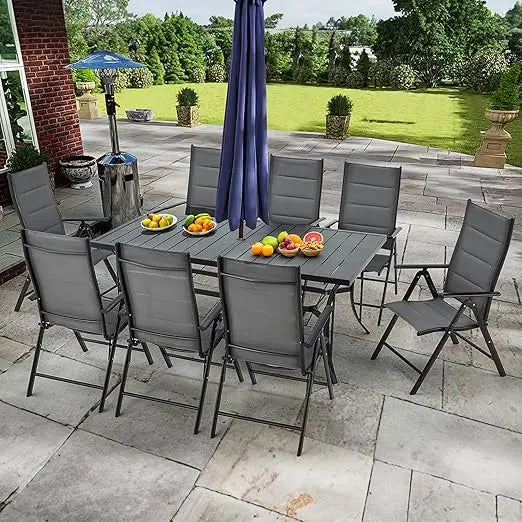 All-Weather Rattan Patio Dining Set With Wood Table And Umbrella Hole