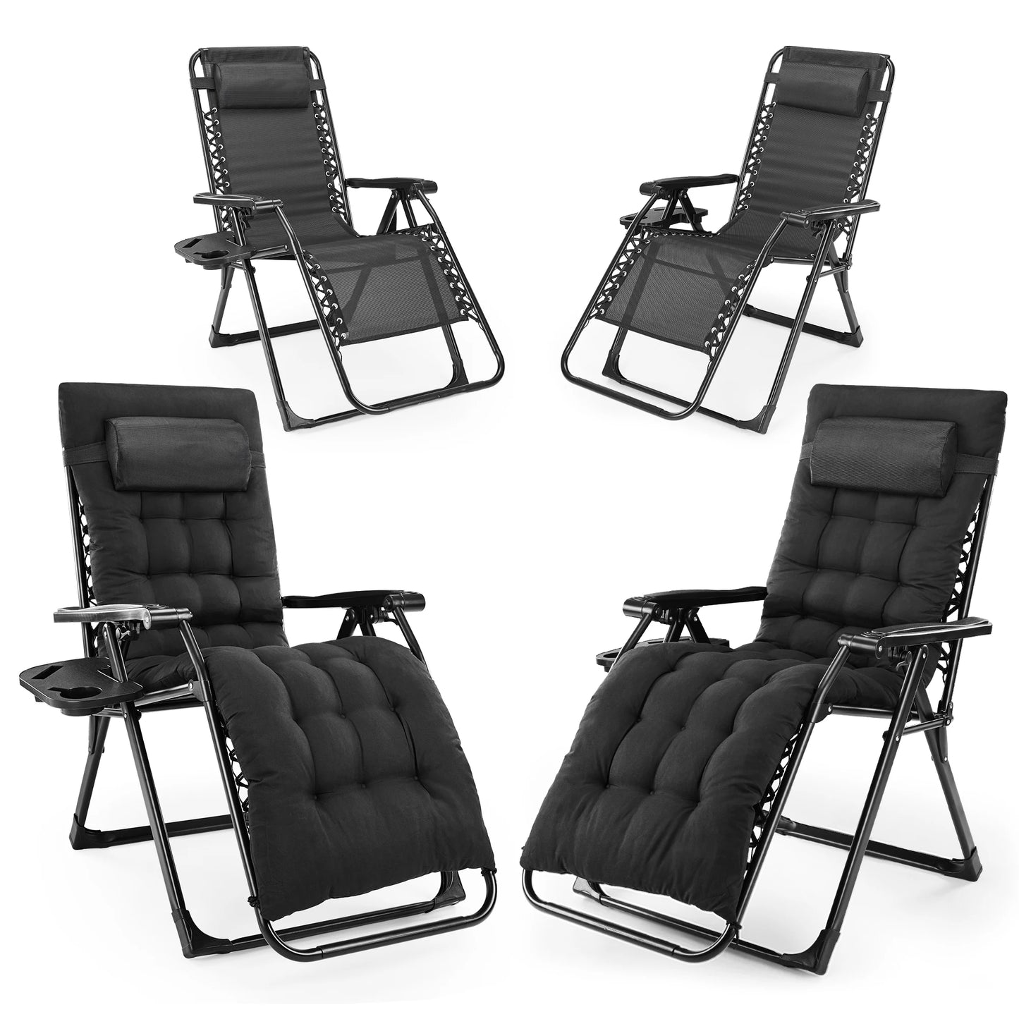 JHK Zero Gravity Recliner Outdoor Patio Lounge Chair With Cup Holder
