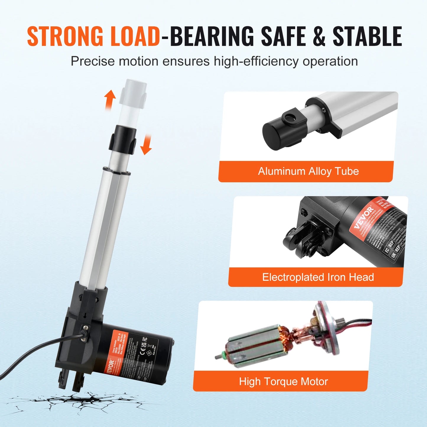 SucceBuy 12V Linear Actuator, 6000N, 5mm/s, With Mounting Bracket
