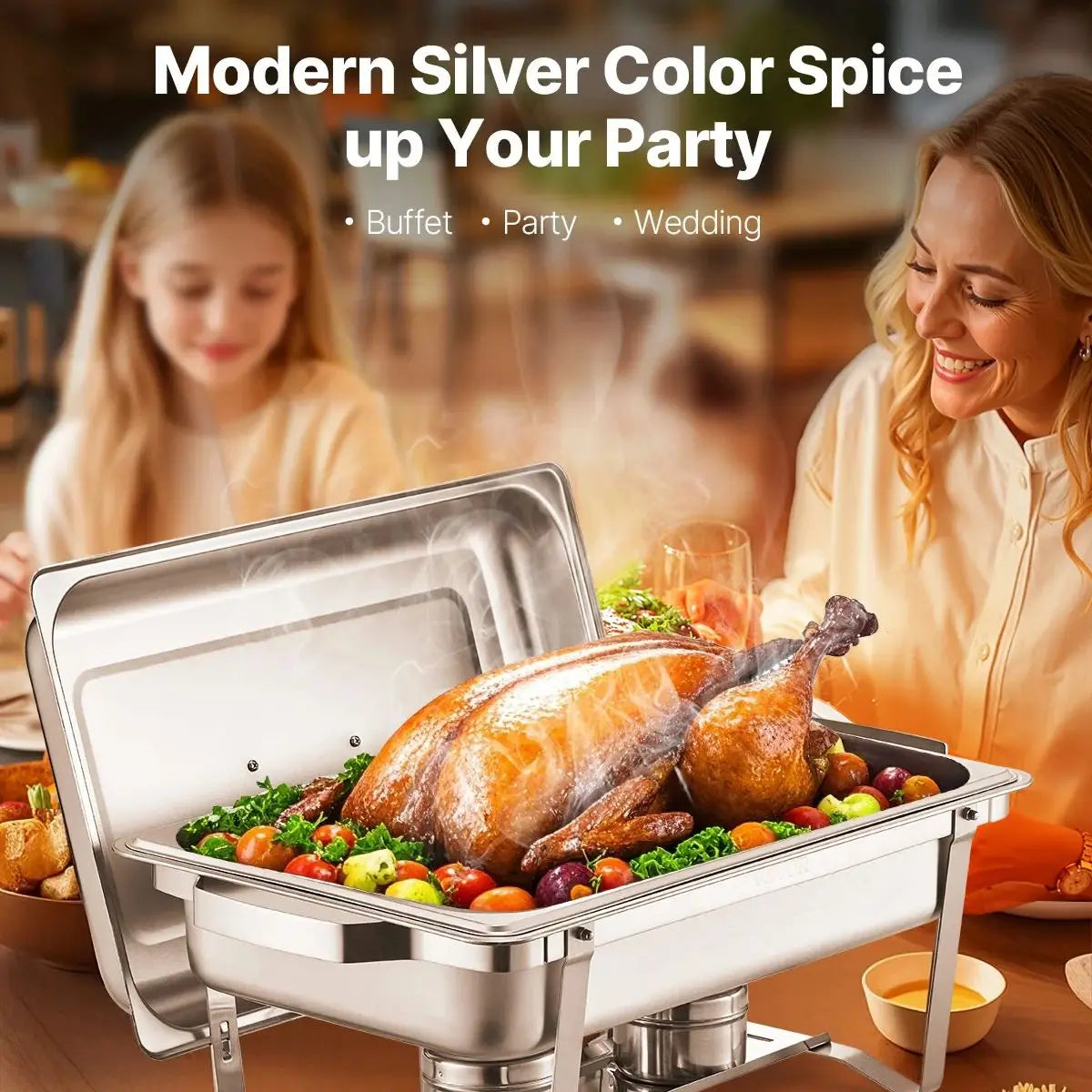 SucceBuy Rectangle Chafing Dish Buffet Warmer Server Set Of 2 4 6 Packs